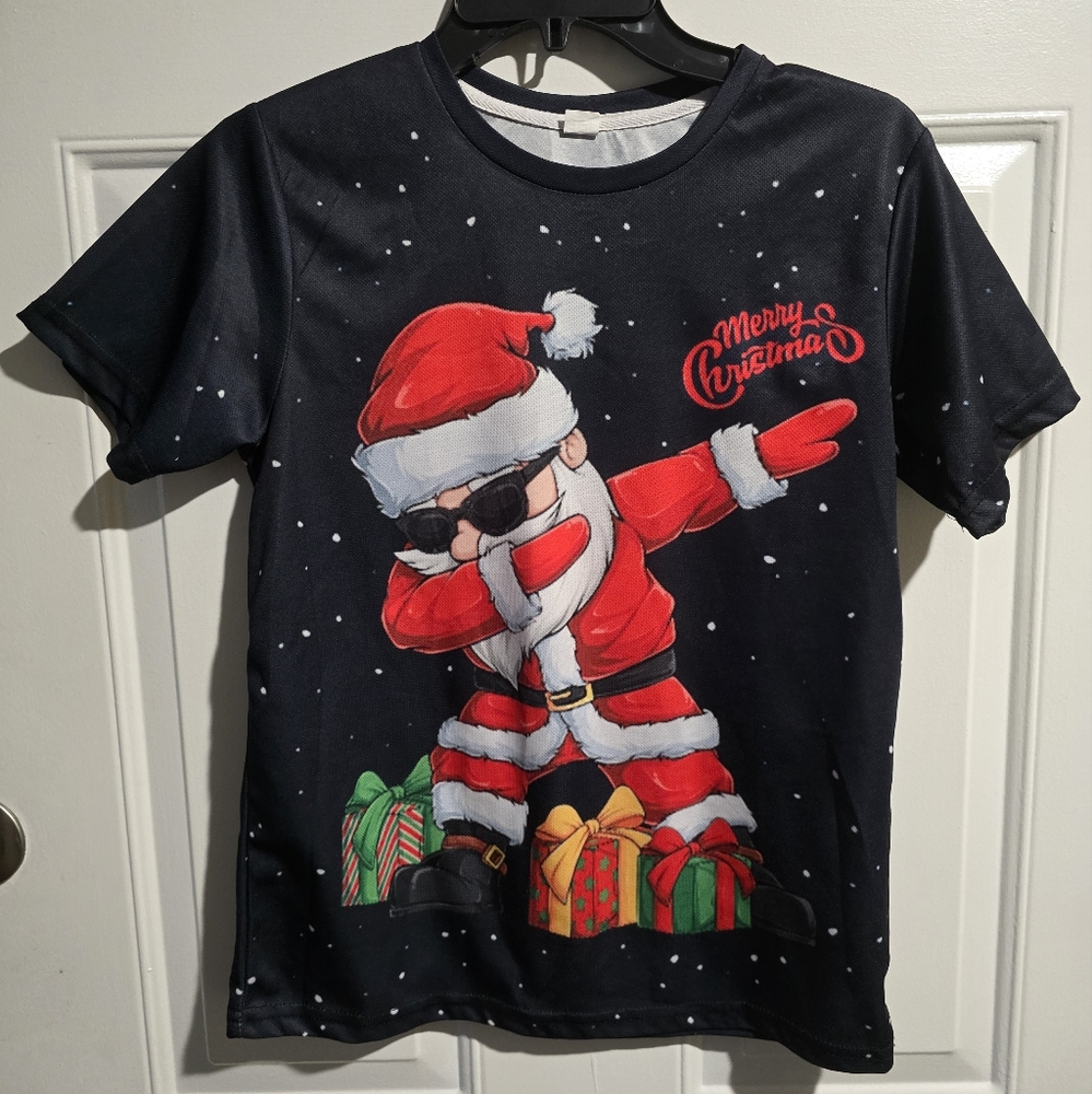 Kids' Black Santa Christmas T-Shirt